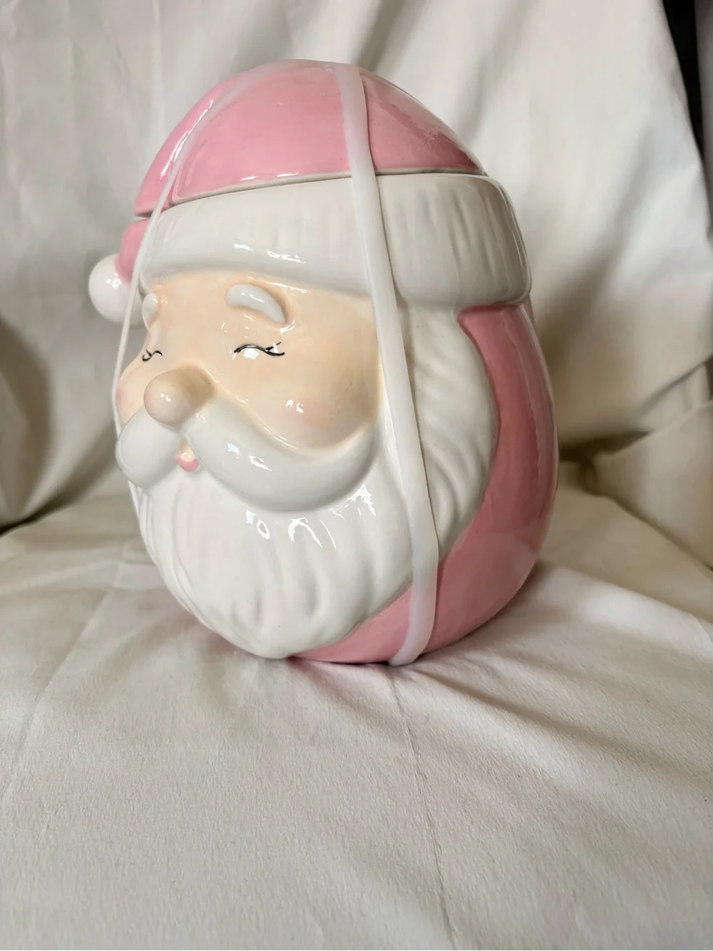 Pink Santa Ceramic Cookie Jar - Home Holiday
